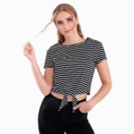 Custom Women's Crop Top | Breathable Cotton-Spandex Athletic Short Sleeve / Long Sleeve Cropped T-Shirt | Custom Brand Logo, Screen Print & Embroidery for Gym & Streetwear