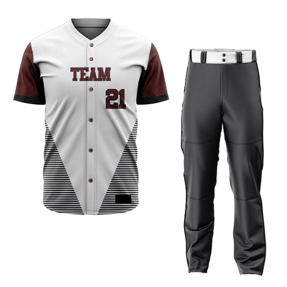 4 Custom Baseball Uniforms Set | Sublimated Button-Down Baseball Jersey & Pants | Custom Team Name, Number & Logo Printing for Men & Youth (Adult & Kids Sizes) - Image 1