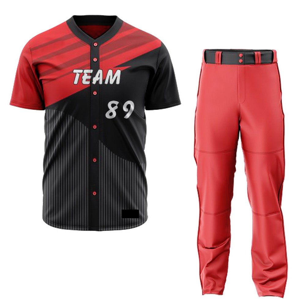 4 Custom Baseball Uniforms Set | Sublimated Button-Down Baseball Jersey & Pants | Custom Team Name, Number & Logo Printing for Men & Youth (Adult & Kids Sizes) (Copy) - Image 1