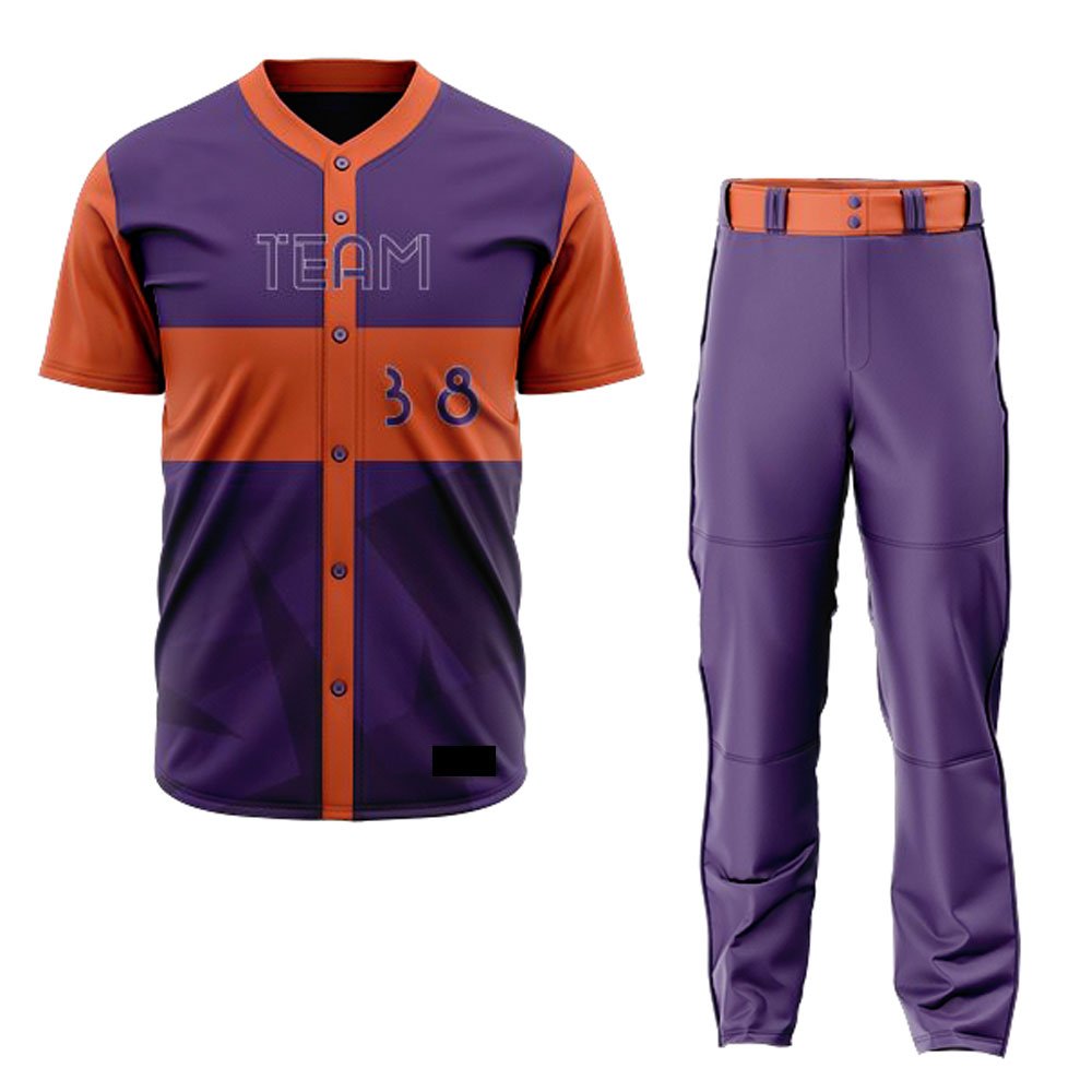 4 Custom Baseball Uniforms Set | Sublimated Button-Down Baseball Jersey & Pants | Custom Team Name, Number & Logo Printing for Men & Youth (Adult & Kids Sizes) - Image 1